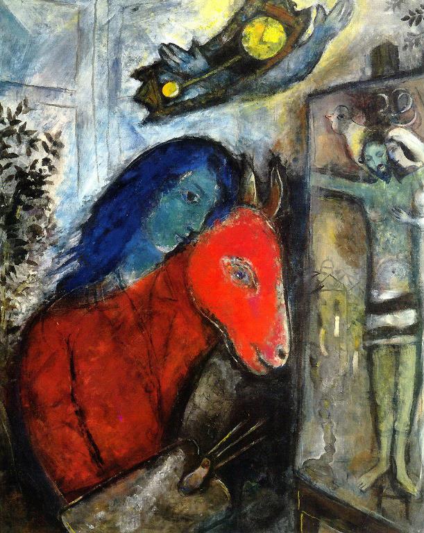 Autoportrait à l’horloge devant la Crucifixion contemporain Marc Chagall Peintures à l'huile